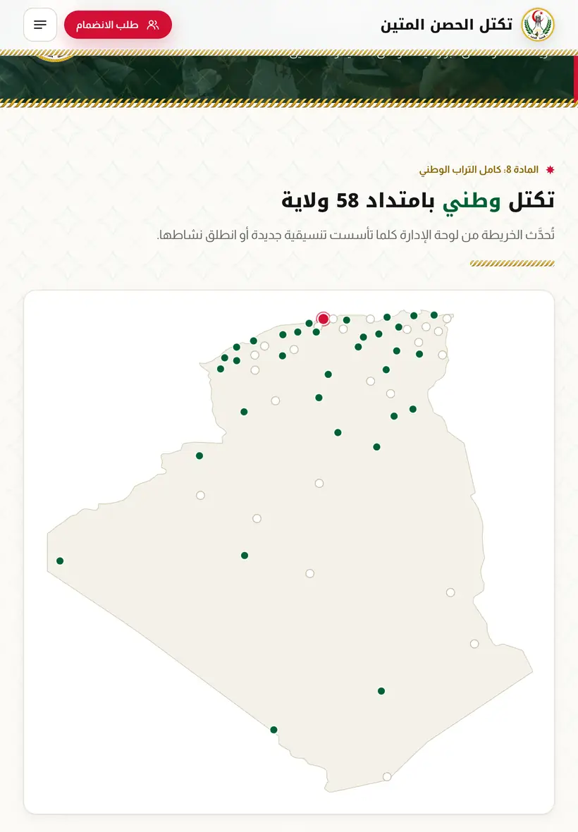خريطة التنسيقيات الولائية عبر الولايات الثماني والخمسين