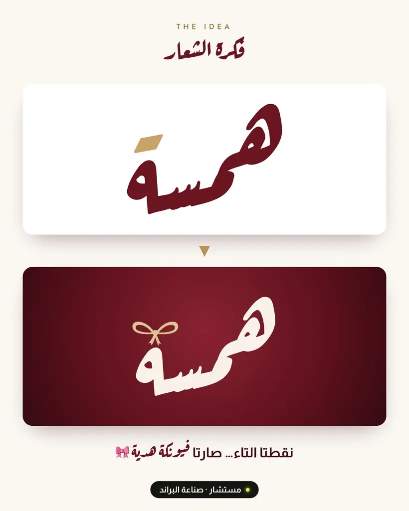 فكرة الشعار: نقطتا التاء صارتا فيونكة هدية